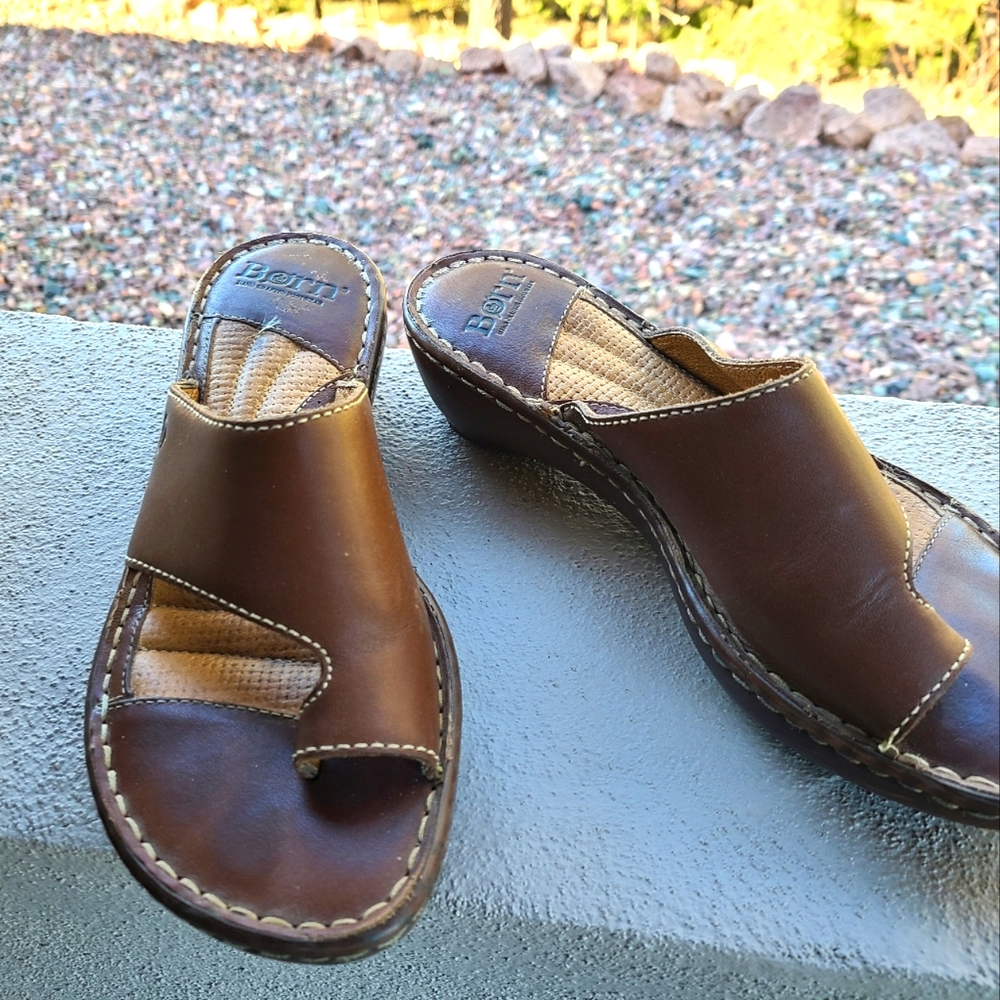 Born brown leather sandals size 8